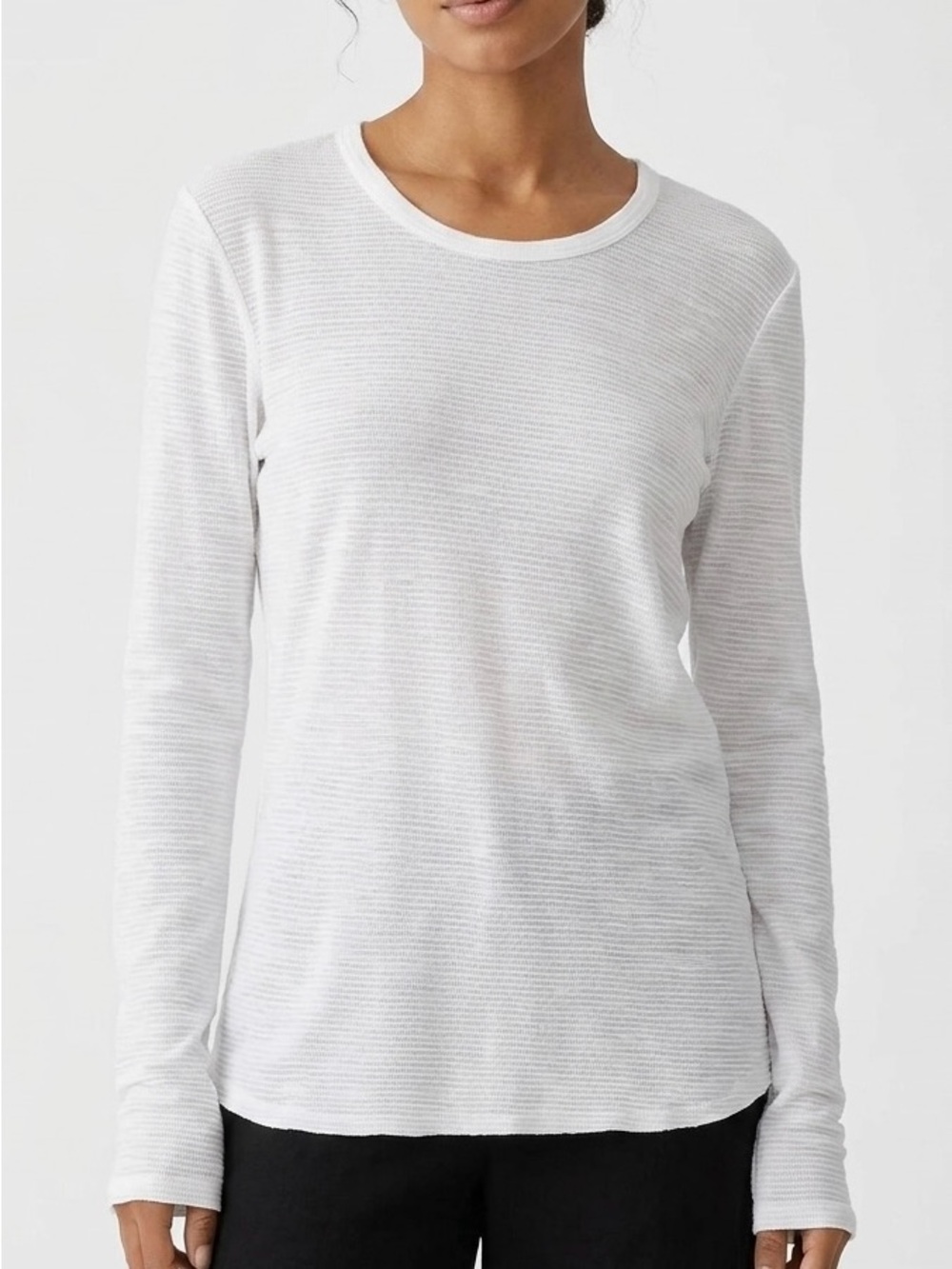 James Perse White Long Sleeve Thermal Tee Size 3 Elevated Basics Minimalist